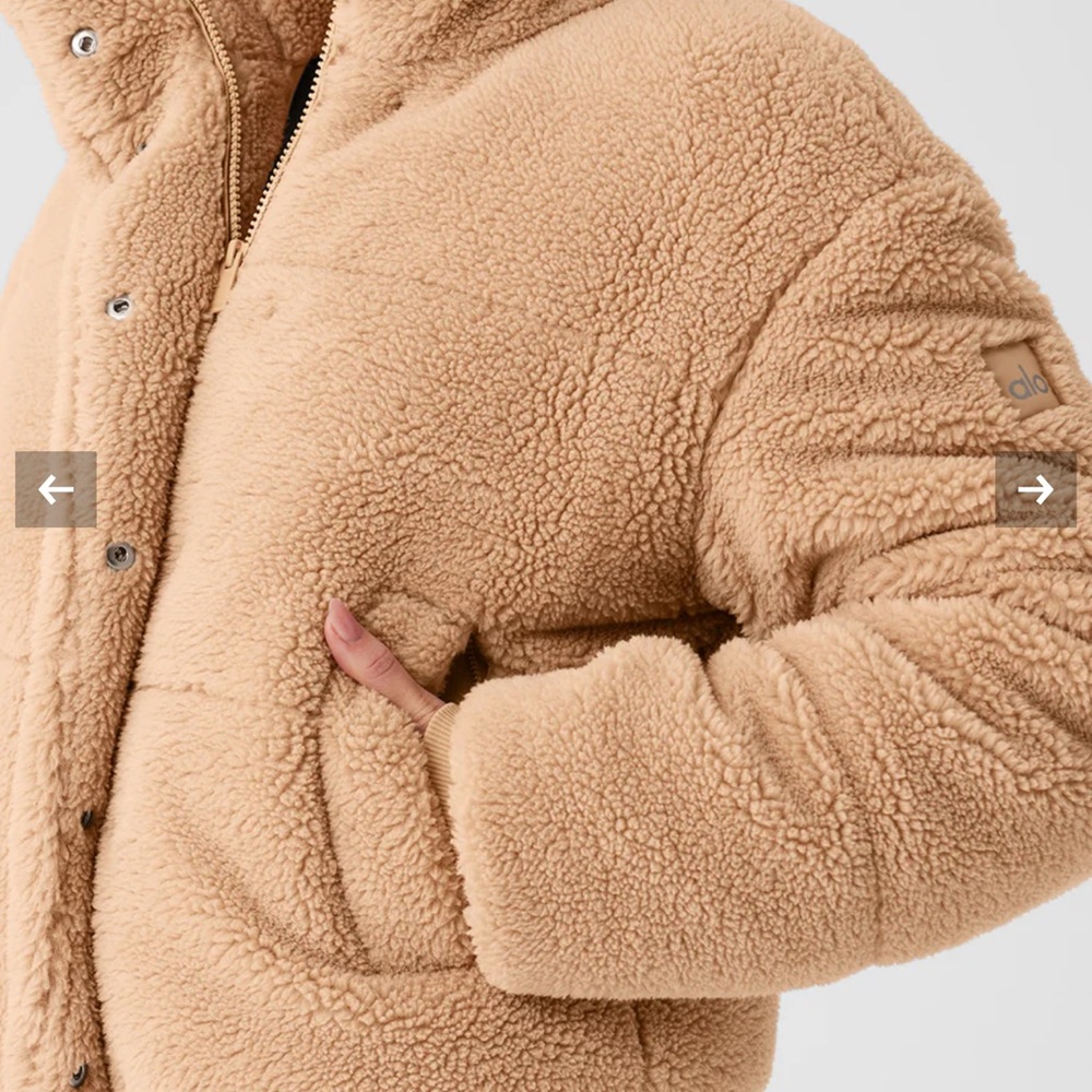 ALO Yoga Tan Teddy Jacket Cozy Sherpa Style - Picture 4 of 4